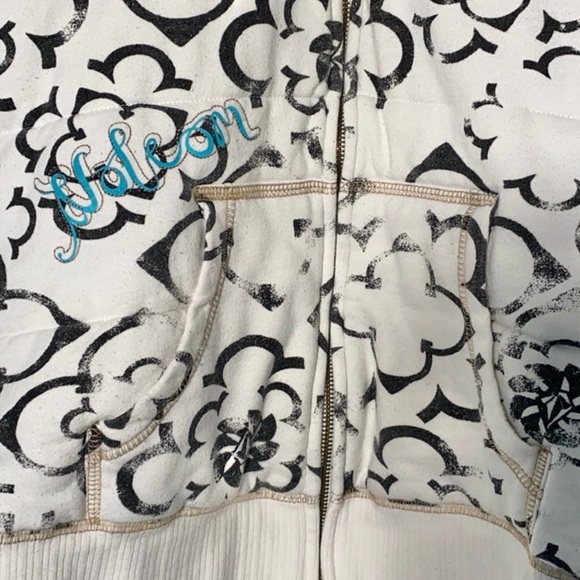 Volcom Thick Padded White Logo Zip-Up Hoodie, Size M - Picture 3 of 9